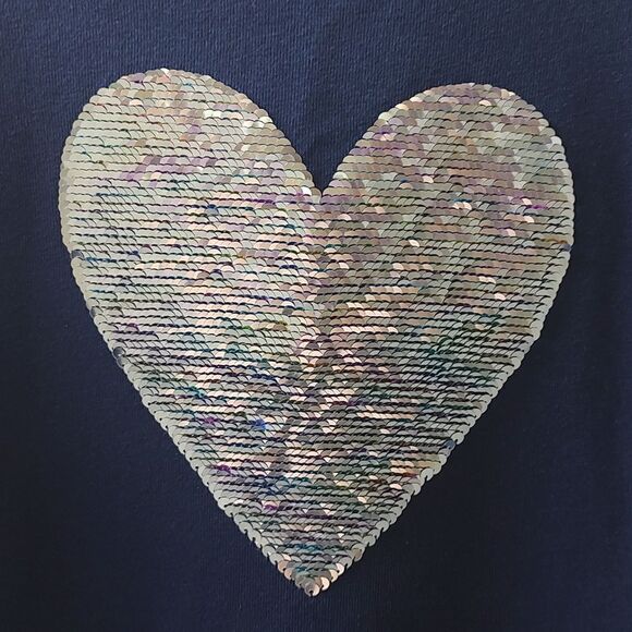 Gap Kids Size Medium Heart Flip Sequin Navy Sweatshirt Dress - Picture 5 of 8